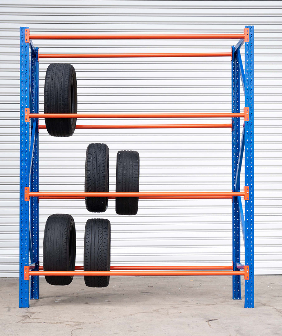 (Brisbane & Sydney Only) HEAVY DUTY TYRE RACK 2M X 2.4M BLUE & ORANGE ...
