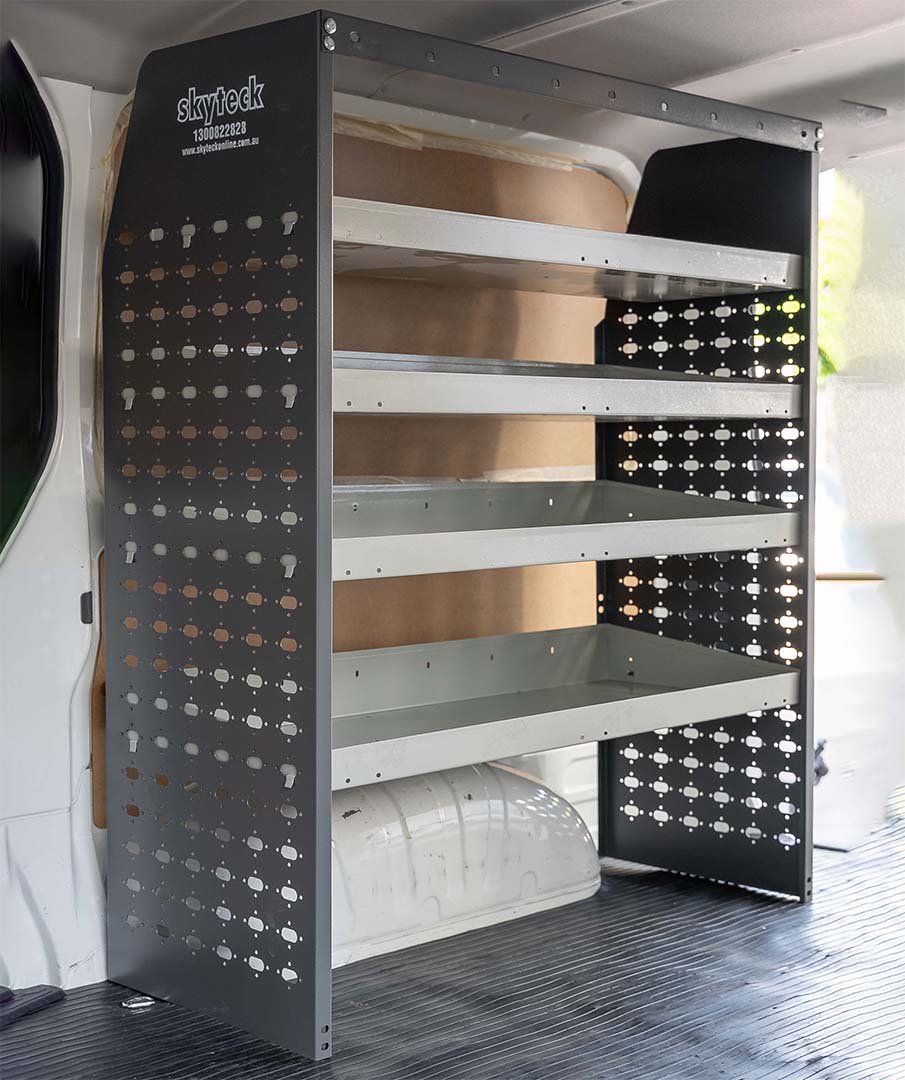 Van Shelving Unit 4-Tier Metal with Adjustable Legs 108x129x43cm