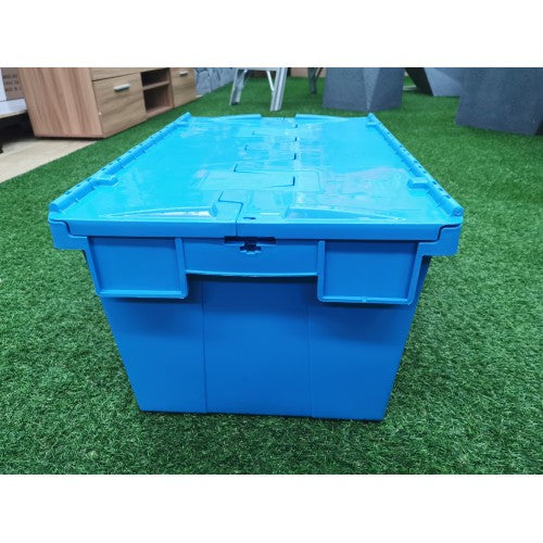 Plastic Storage Tub with Lid 60x40x31cm Blue Stackable