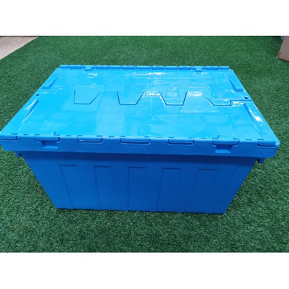 Plastic Storage Tub with Lid 60x40x31cm Blue Stackable