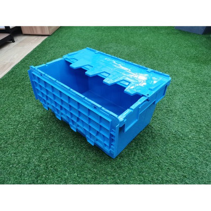 Plastic Storage Tub with Lid 60x40x31cm Blue Stackable