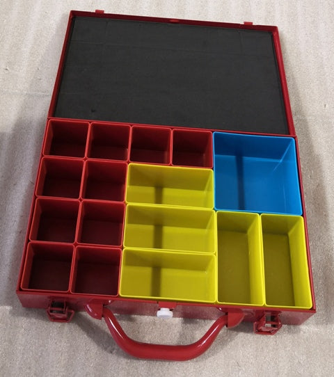 SINGLE SMALL METAL COMPARTMENT SCREW ORGANIZER TOOL BOX RED