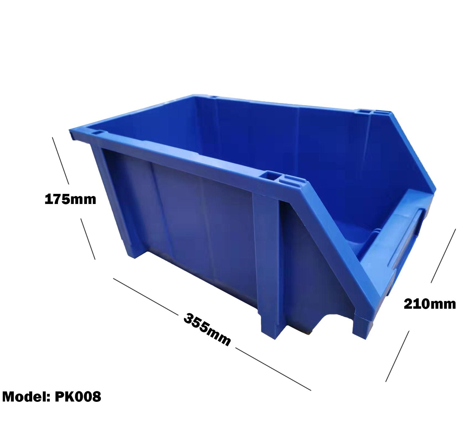 BLUE PLASTIC STACKABLE SPACE SAVING STORAGE BIN PK008