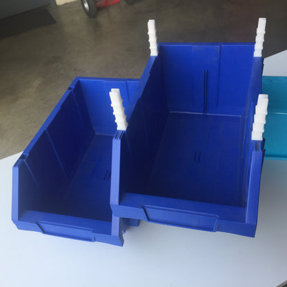 Stackable Plastic Storage Bin with Label Holder, Blue 355x210x175mm