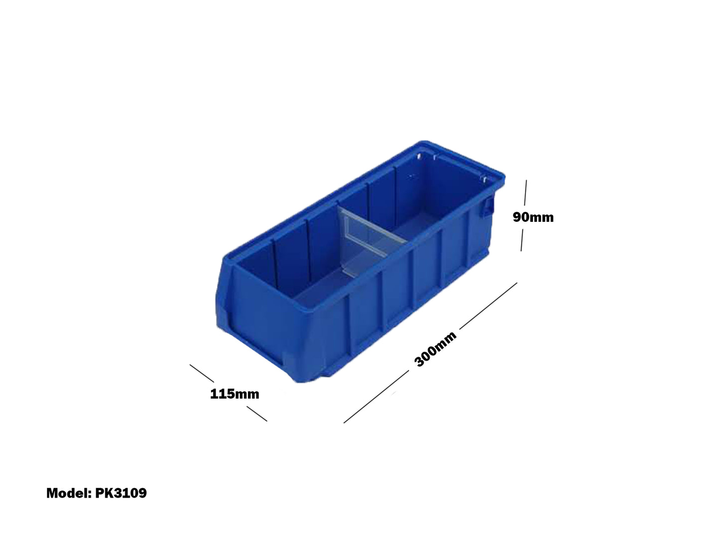 BLUE PLASTIC STACKABLE SPACE SAVING STORAGE BIN PK3109