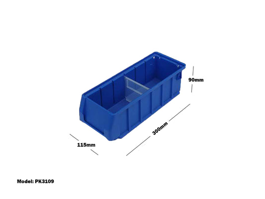 BLUE PLASTIC STACKABLE SPACE SAVING STORAGE BIN PK3109