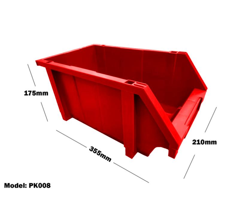 RED PLASTIC STACKABLE SPACE SAVING STORAGE BIN PK008