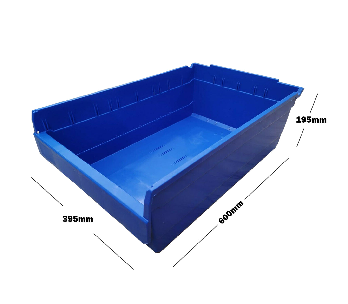 Stackable Plastic Storage Bin Blue 60cm x 39.5cm x 19.5cm