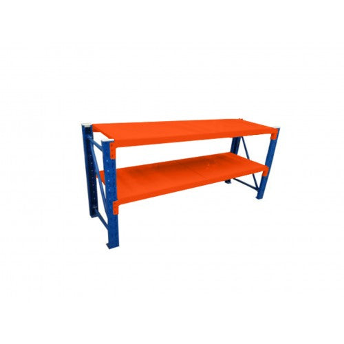 2M HEAVY DUTY METAL 2 TIER WORKBENCH UNIT BLUE AND ORANGE 6920 Bo