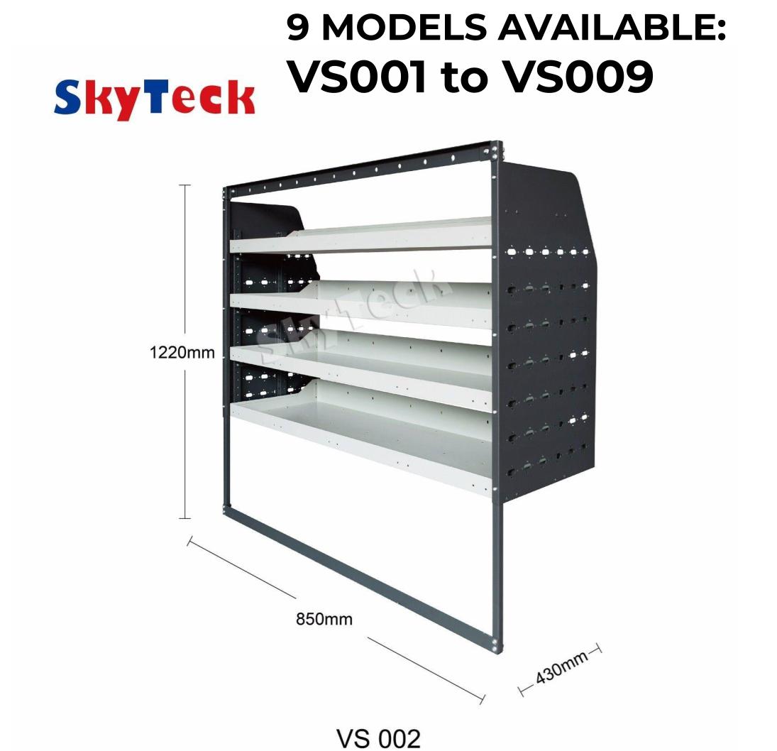 METAL VAN SHELVING 4 TIER SHELF COMPLETE UNIT 85CM(L) X 129CM(H) X 43CM(D) VS003 Full Leg