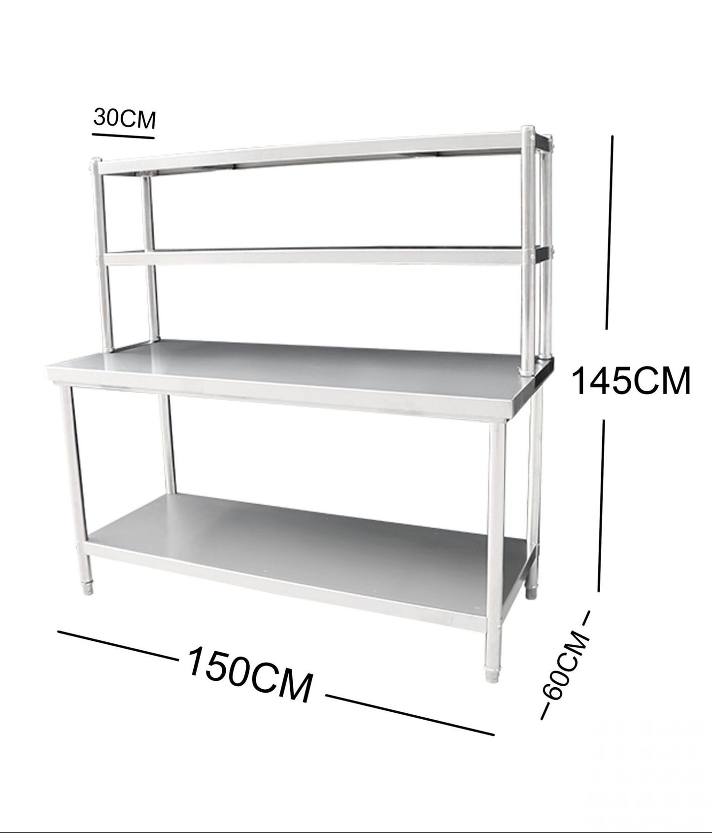 Stainless Steel 4-Tier Workbench & Shelf Combo 150cm 304 Grade