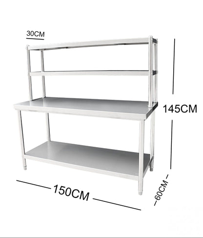 Stainless Steel 4-Tier Workbench & Shelf Combo 150cm 304 Grade