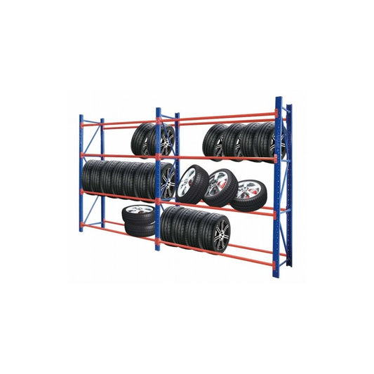 Heavy Duty Tyre Rack 4M x 2.4M Steel Shelving Blue & Orange