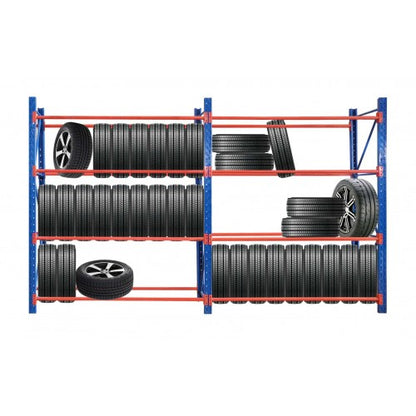 Heavy Duty Tyre Rack 4M x 2.4M Steel Shelving Blue & Orange