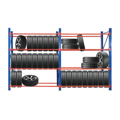 Heavy Duty Tyre Rack 4M x 2.4M Steel Shelving Blue & Orange