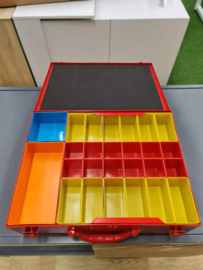 2-Tier Metal Screw and Parts Organiser Tool Box with Colour-Coded Bins