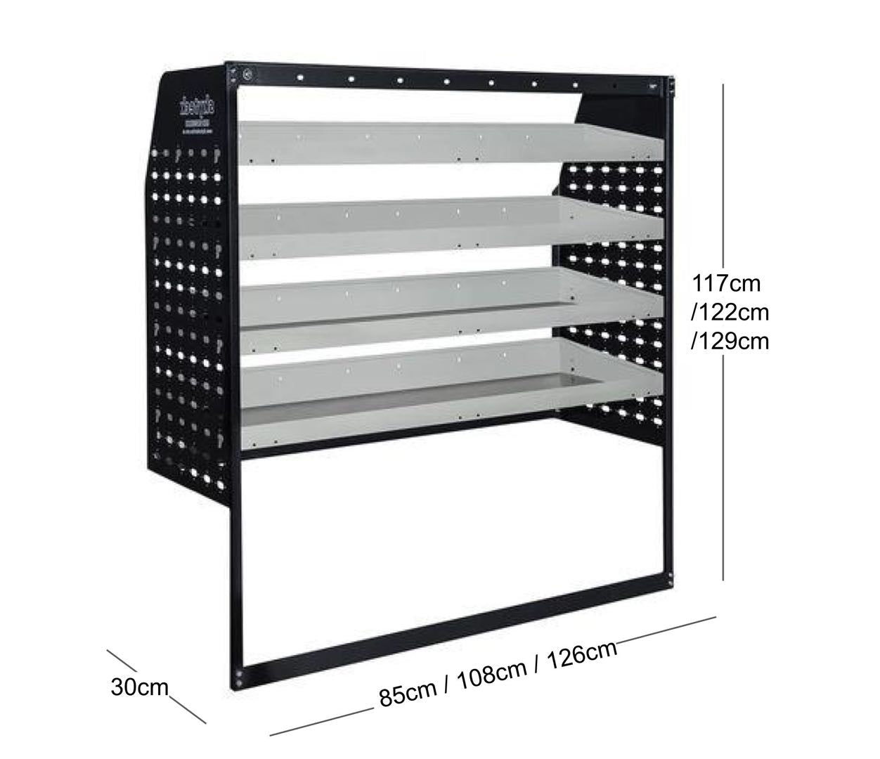 METAL VAN SHELVING 4 TIER SHELF COMPLETE UNIT 85CM(L) X 117CM(H) X 30CM(D) VS301 Half Leg