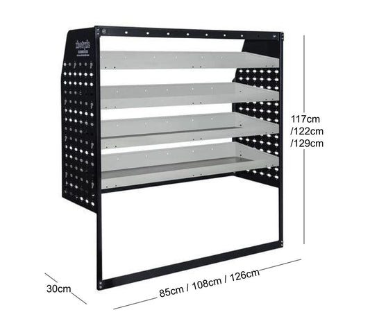 Van Shelving Unit 4-Tier Steel 108cm x 117cm x 33cm Half Leg