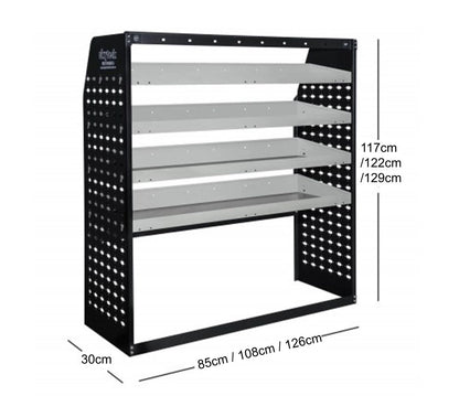 4-Tier Metal Van Shelving Unit 126cm x 122cm x 33cm
