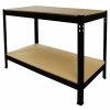 Heavy-Duty MDF 2-Tier Workbench with Pegboard, 120cm Black