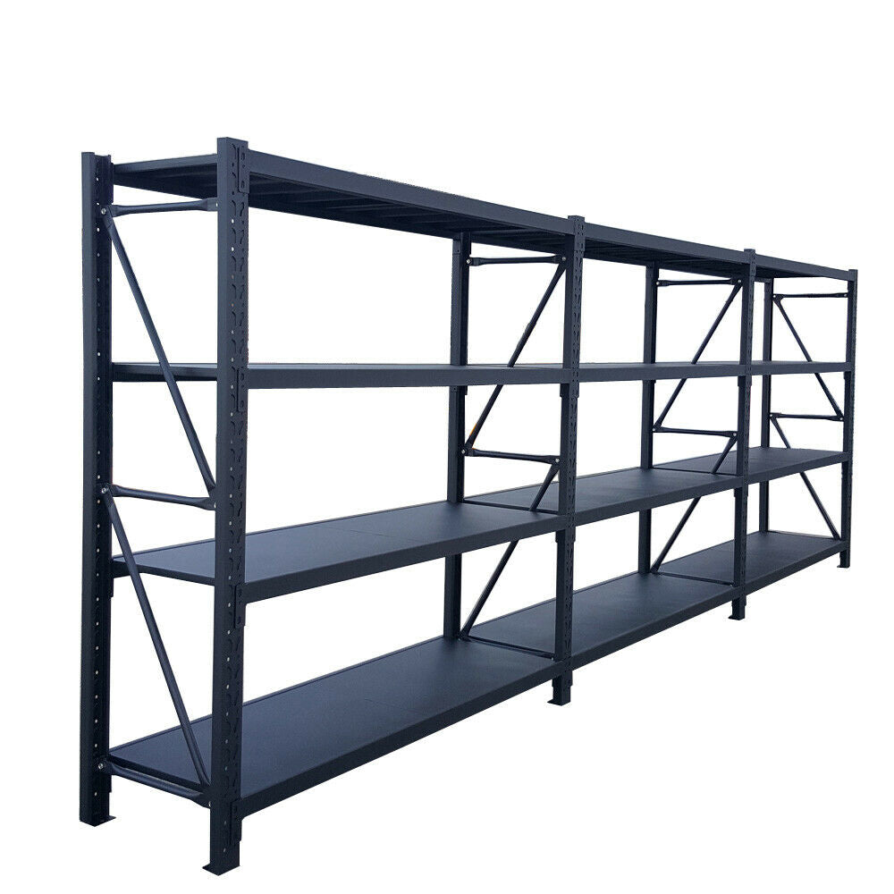 4.5M(L) X 2.4M(H) X 0.6M(D) SHELVES RACKING METAL STEEL BLUE AND ORANGE 4524