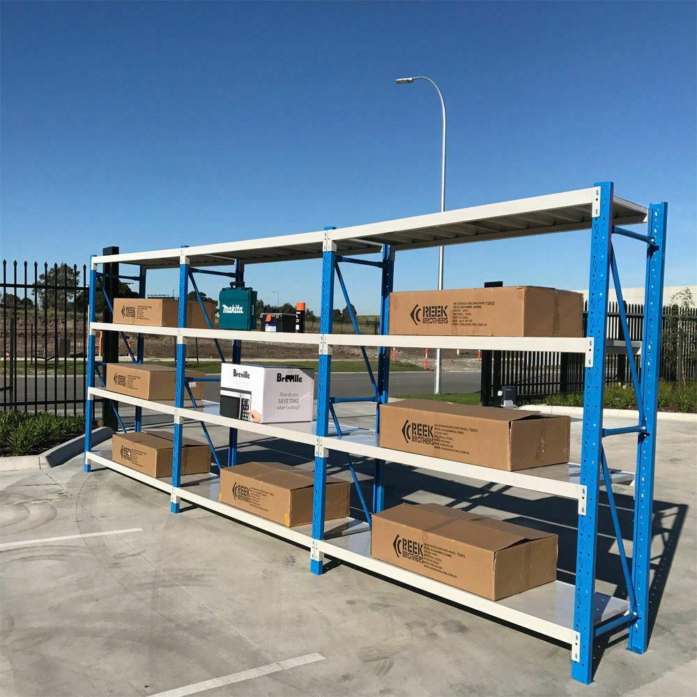 6M(L) X 2.4M(H) X 0.6M(D) SHELVES RACKING METAL STEEL BLUE AND ORANGE 6024