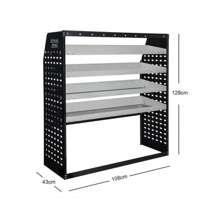 Van Shelving Unit 4-Tier Metal with Adjustable Legs 108x129x43cm